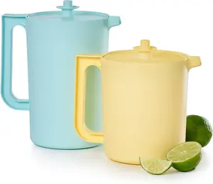 Stylish 2-Piece Heritage Kitchenware Beverage Pitcher Set - Vintage Colors, Dishwasher Safe, BPA-Free Kitchen Serving Jugs