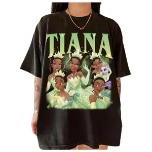Tiana Potrait Shirt Funny Tee, Tiana and Frog Princess Tees, Kiss Frogs Vintage Graphic Tshirt Family 2024 Trip Gifts 22125