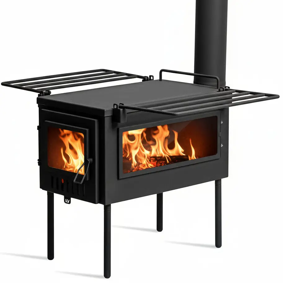 Hunter Wood Stove (Medium - Black Stainless Steel) Portable Cooktop for Hot Tent Base Camp