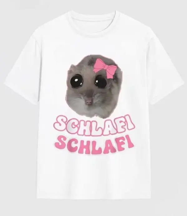 Sleeping Hamster T-Shirt - Pink Bow and Sleepy Eyes Design, Perfect for Anime Lovers, Cute Hamster Fans, and Daily Wear Womenswear Top