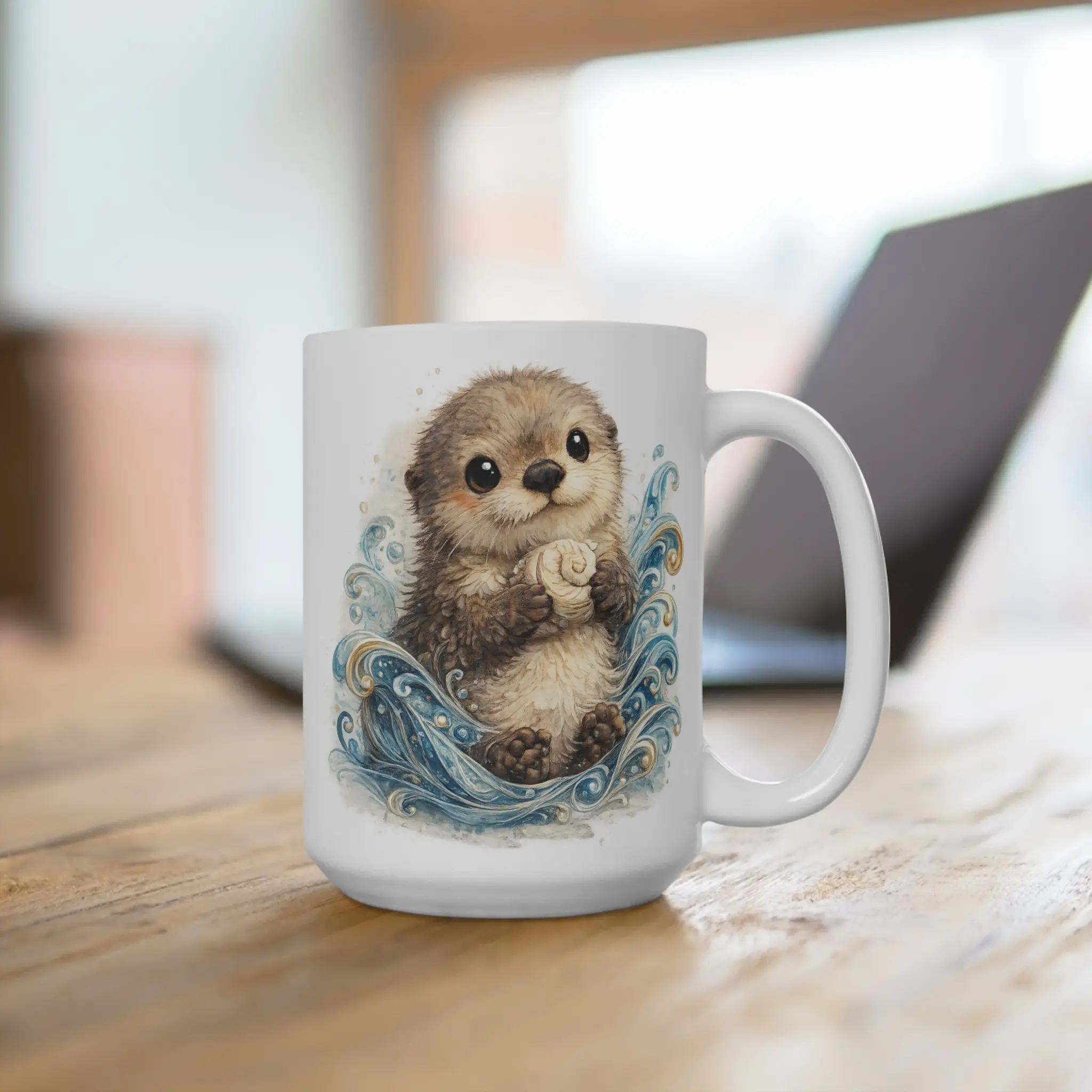 Baby Otter Coffee Mug | Cute Watercolor Otter Mug, Cozy Animal Art Cup, Ocean Nature Lover Gift