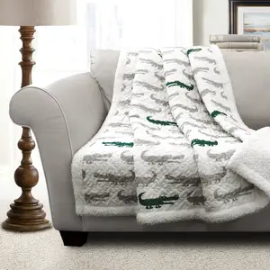 Lush Decor Alligator Patterned Sherpa Blanket for Home Decor