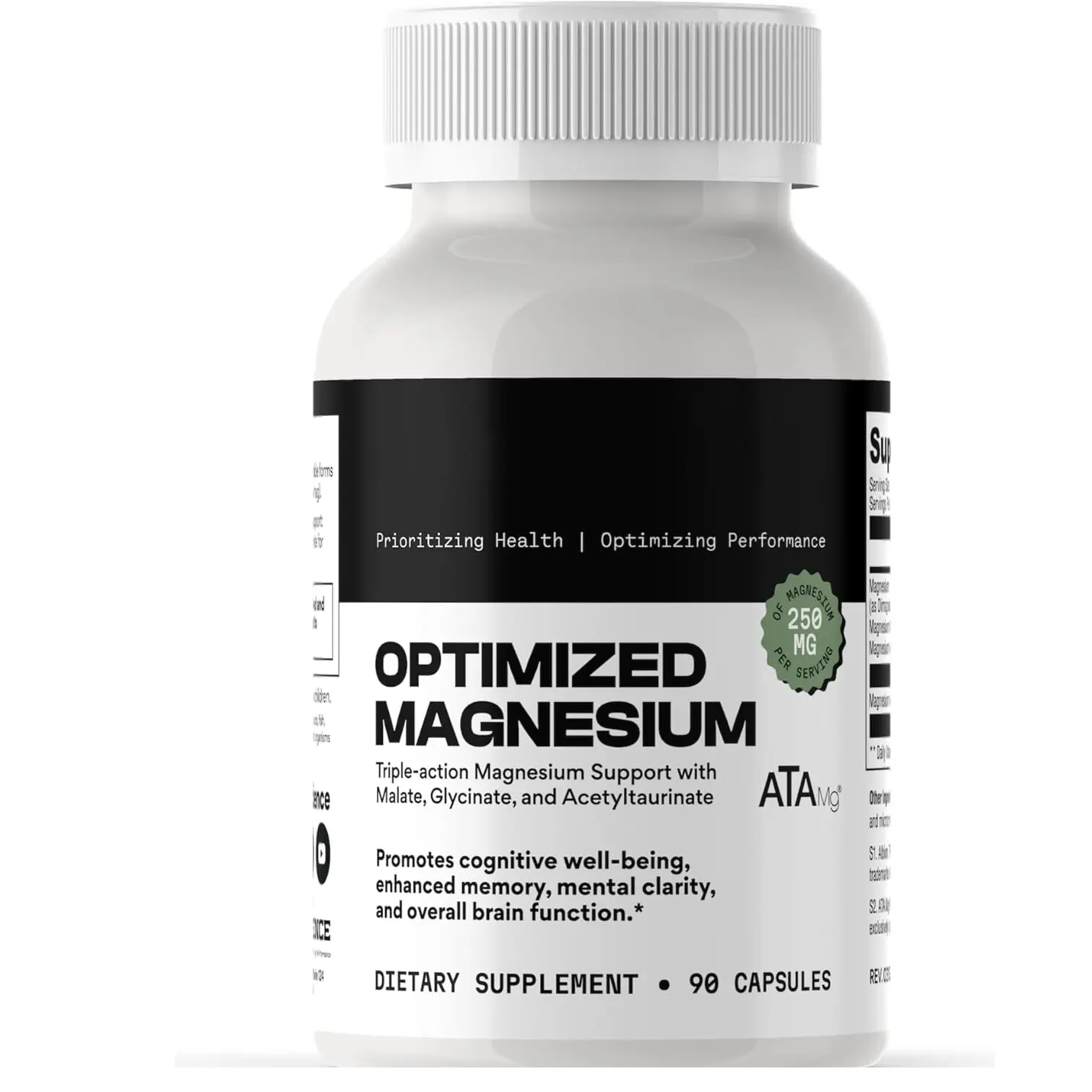 Optimized Magnesium Glycinate + Magnesium Taurate (as ATAmag) for High Brain Bioavailability to Support Stress Relief and Sleep | 30 Servings