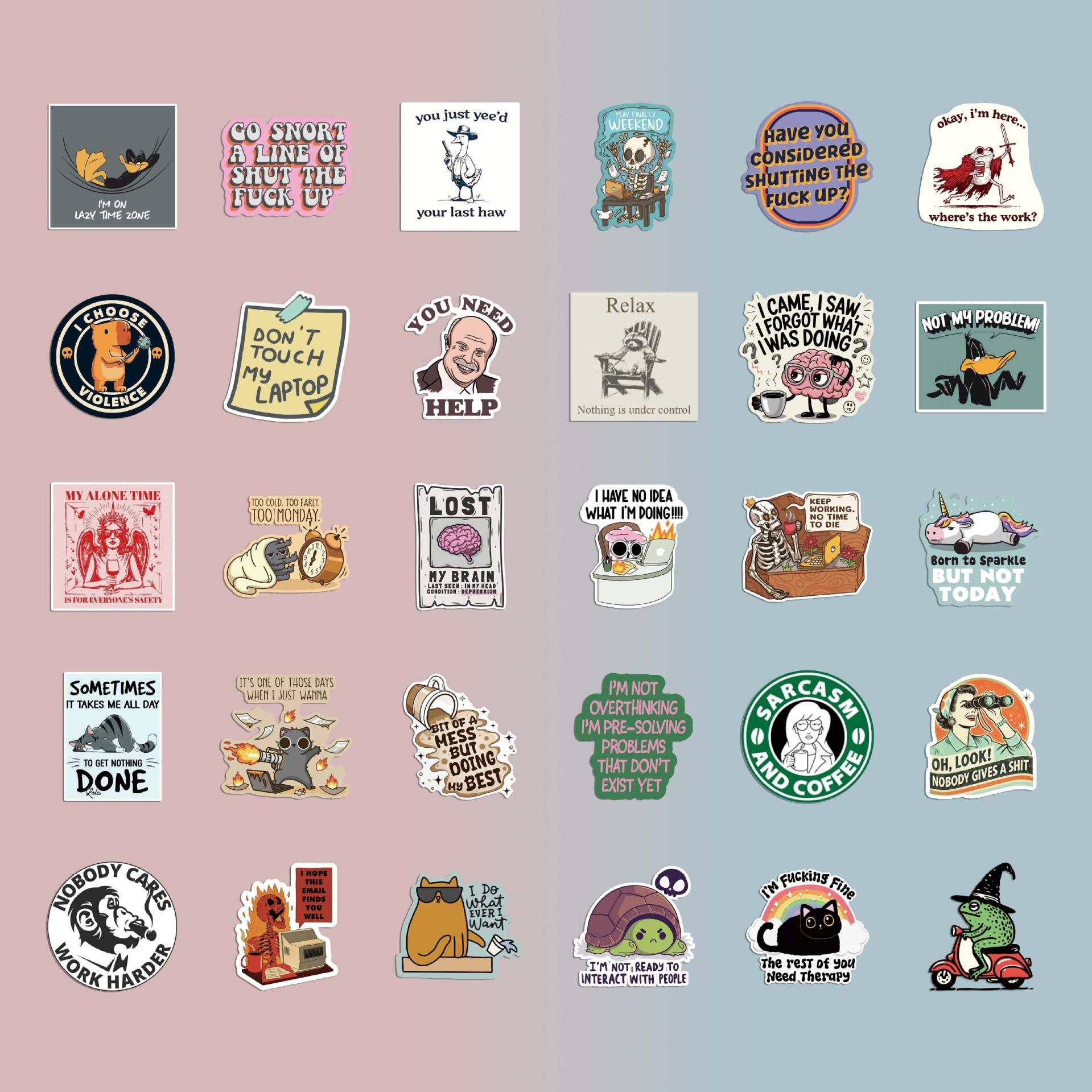 130PCS Meme Funny Saying Sticker Pack Snarky Sarcastic Bold Humor Waterproof Stickers for Laptop iPad Folding Chair