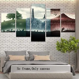 Lord of the Rings Trilogy Inspired Posters, Art Home Wall Decor, Bedroom Living Room Canvas Prints, Unframed Wall Art, 5pcs Set