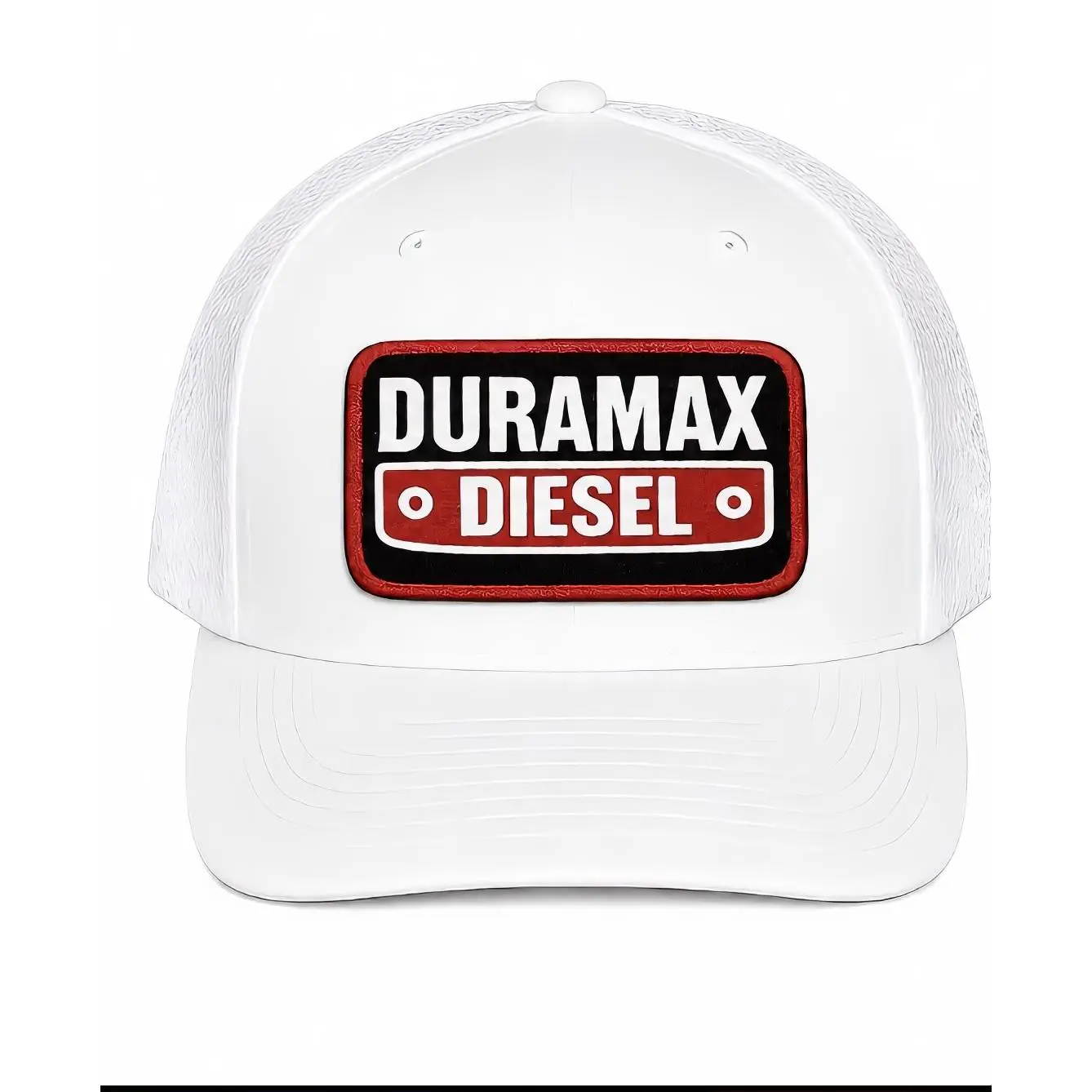 Duramax Diesel Embroidered Logo Richardson Curved Bill Mesh Back Adjustable SnapBack Baseball Cap Hat White
