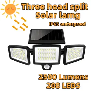 Solar Motion Sensor Flood Wall Light, 210 LED 2500LM Ultra Bright Outdoor Lamp, 270° Wide Coverage with Remote Control Adjustable Modes, IP65 Waterproof 1400mAh Large Battery, Ideal for Villa Yard, Courtyard and Home Exterior Renovation