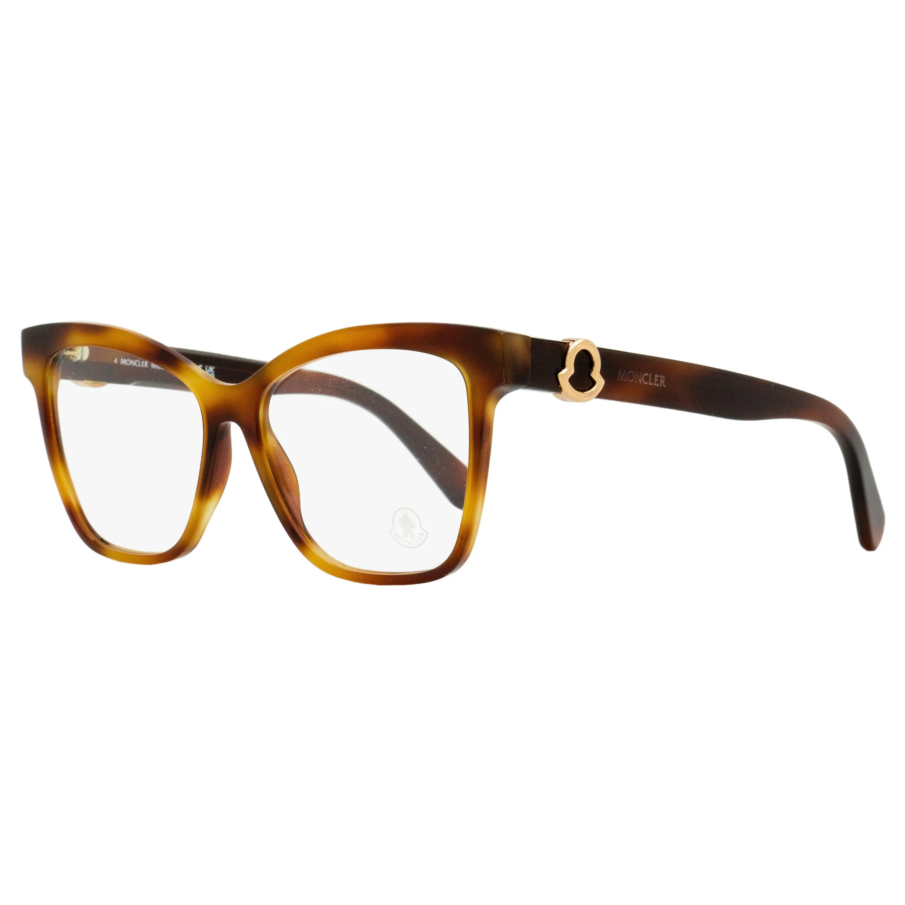 Moncler Women's ML5165 Butterfly Acetate Eyeglasses Frames in Classic Havana Tortoise with Logo Silhouette, 53mm, Tortoise Eyeglasses Frames, Butterfly Profile, Demo Lens, Female, Women's Fashion, Square