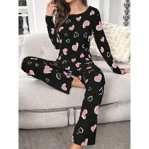 Heart print tee & pants PJ set/pajama set