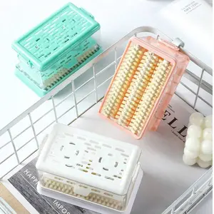 New Stainless Steel Soap Dish with Dual Springs, Space-Saving Press-Down Design, Rolling Foaming Drainage, Blue Colors