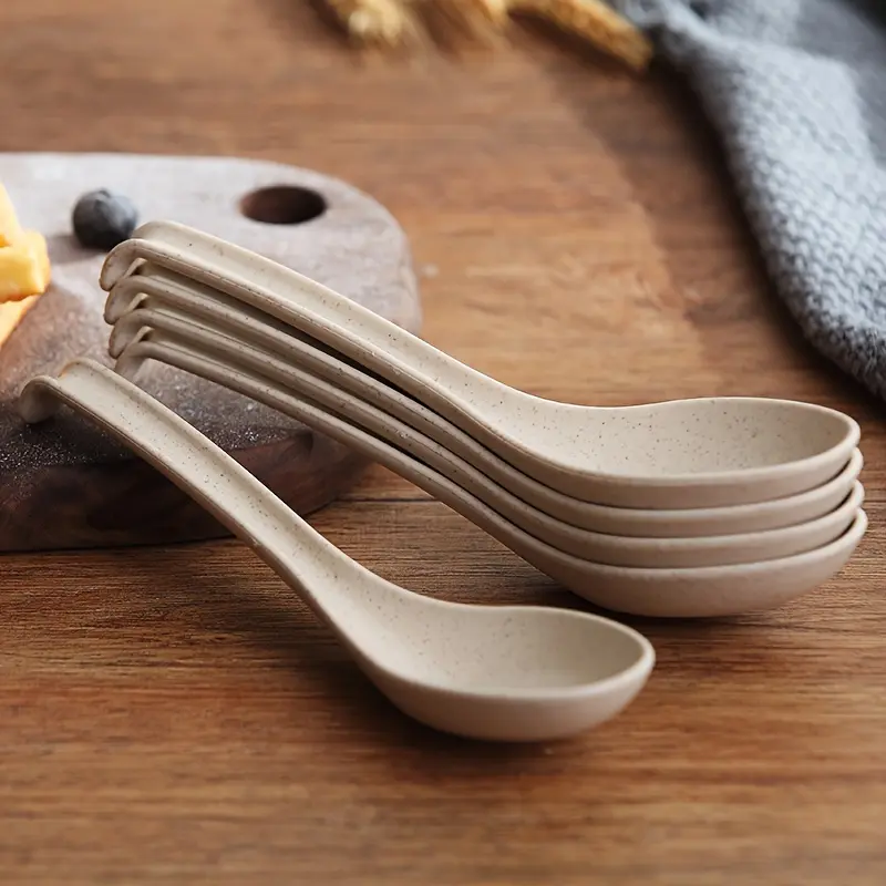 10pcs Premium Plastic Spoons - Extra-Length Handle for Easy Serving, Versatile Noodle & Soup Spoon, Cooking Spoons, Heat-Resistant, Perfect for Restaurants, Food Trucks & Fast-Casual Dining, Tableware, Kitchenware, Spoons Set