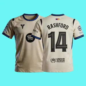 2026 27 New Away Yellow No.14 Rashford Short Sleeves Long Sleeves Soccer Jersey