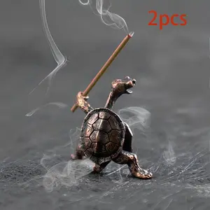 2Pcs Brass Turtle Incense Burners Creative Zen Home Decor Aromatherapy Meditation Holder Ornament Home Fragrances