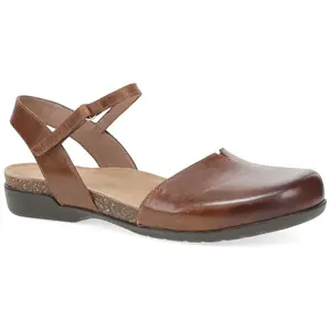 Dansko Tan Waxy Burnished Closed Toe Sandal- Rowan