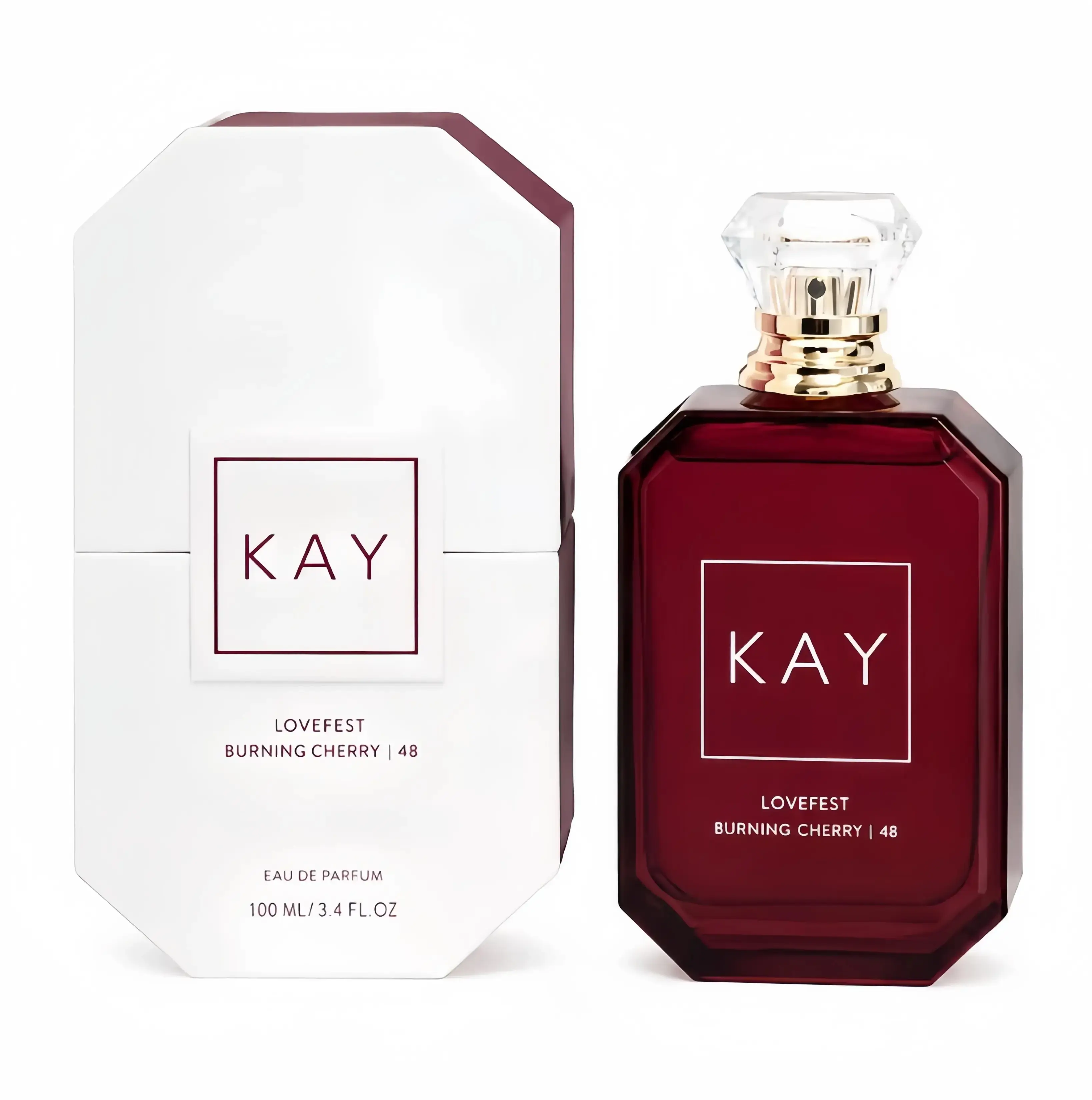 KAY Lovefest Burning Cherry 48 Unisex Eau de Parfum 3.4 fl oz 100ml Long Lasting Oriental Sweet Cherry Warm Fruity Gourmand Fragrance Layerable Luxury Daily Summer Gift for Men and Women