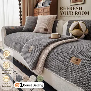 Luxury Chenille Sofa Cover for Couch, Pet Friendly Sofa Protector, Machine Washable Non Slip Seat Cushion, Multi Color Furniture Cover for Living Room Bedroom Decor, Soft Thick Sofa Pad Fits 1/2/3/4 Seater Sofas.