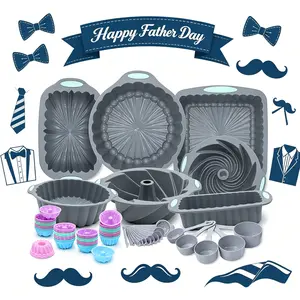 72 Pieces Silicone Bakeware Set, Nonstick Baking Pans Set, Easy Release Oven Silicone Pan for Kitchen with Cake Pans, Loaf Pans, Baking Cups, Measuring Cups and Spoons Set, Grey，summer survivals Bakeware
