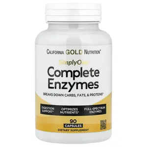 California Gold Nutrition SimplyOne®, Complete Enzymes with Betaine HCl, Ox Bile Extract, Full-Spectrum Enzymes, and Bromelain, 90 Capsules
