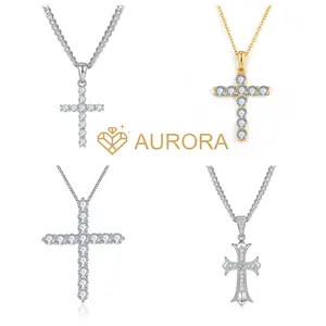 【#61 Cross】Moissanite High Quality  birthday present necklace with S925 Sterling Silver Synthetic Moissanite