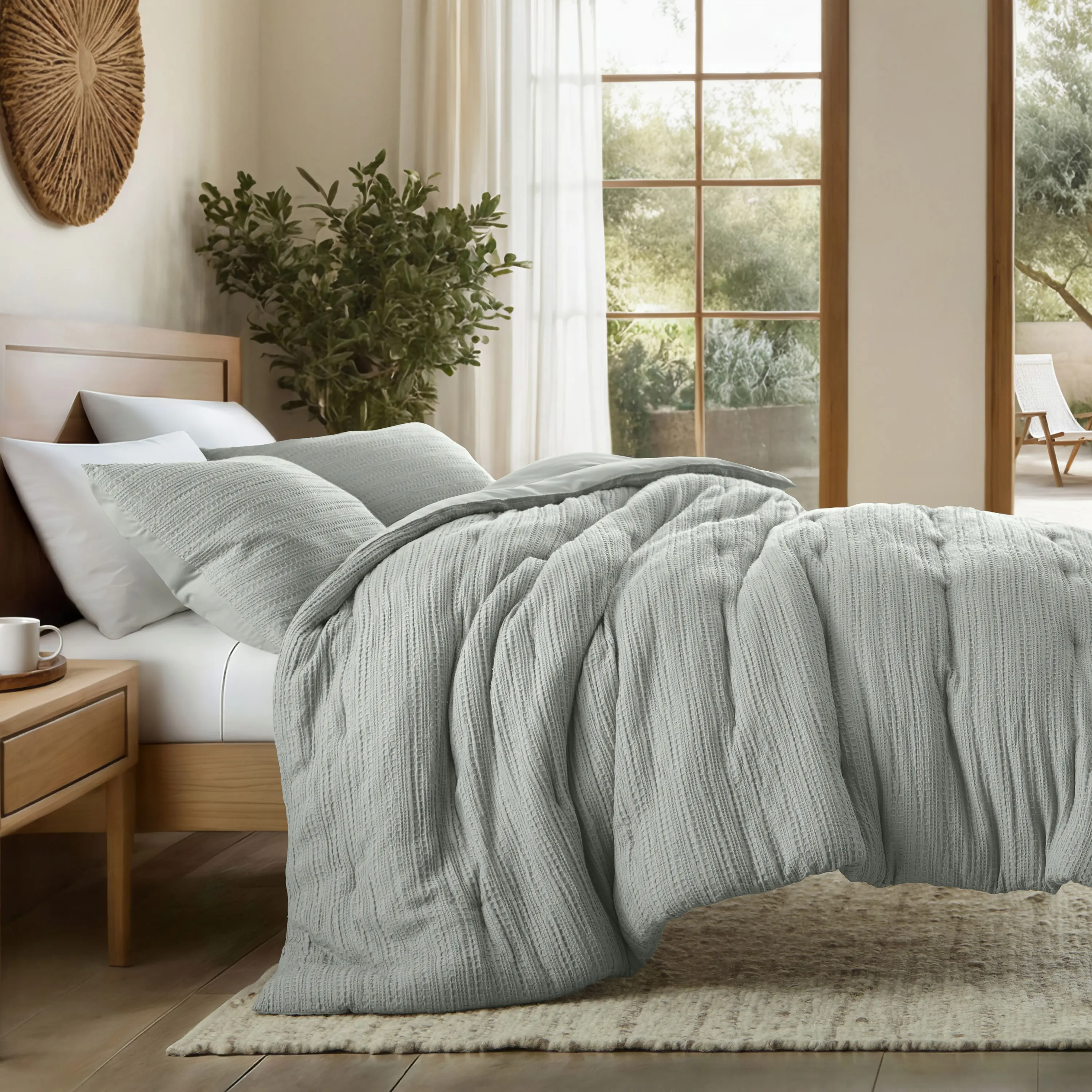 Waffle Textured Down-Alternative Comforter Set