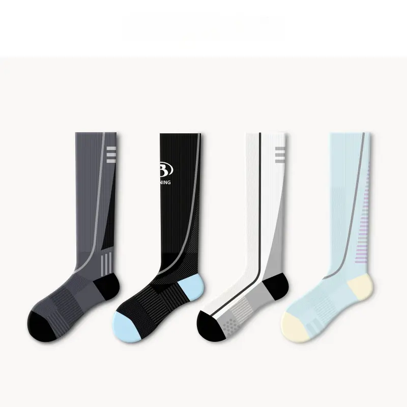 Reflective road cycling socks, hiking socks, outdoor sports compression calf running socks