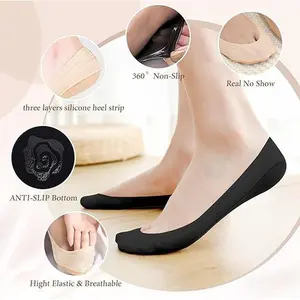 Women's socks 4-8 pairs of low-cut anti-slip inner lining, flat boat invisible socks, sizes 5-12