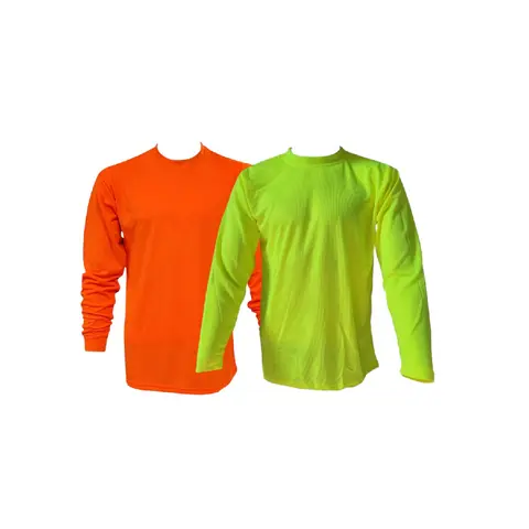 Men's Hi-Viz Polyester Mesh Basic Full Sleeves Top - Plain Crew Neck, Lightweight Breathable Casual Shirt for Outdoor Activities