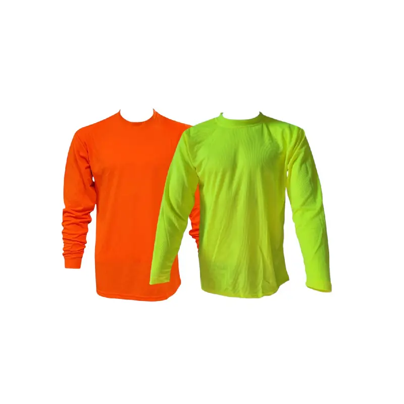 Men's Hi-Viz Polyester Mesh Basic Full Sleeves Top - Plain Crew Neck, Lightweight Breathable Casual Shirt for Outdoor Activities