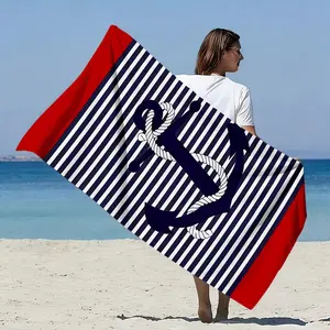 1pc, Soft Beach Towel with a Nautical Theme, Quick-Drying And Highly Absorbent, Perfect for Seaside Vacations, Pool Parties, And Sunbathing