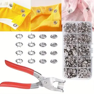 400 PCS Metal Snaps Buttons with Fastener Pliers Press Tool Kit Perfect for DIY Crafts Clothes Hats and Sewing, Snap Button Fasteners Kit for Clothing Sewing