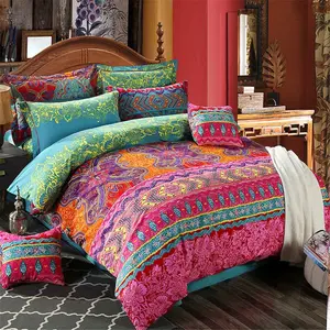 3Pcs Bohemia Retro Bedding Ethnic Vintage Floral Duvet Cover Boho Bedding 100% Brushed Cotton Bedding Sets Damask Paisley Coloful Mandala Down Comforter Cover