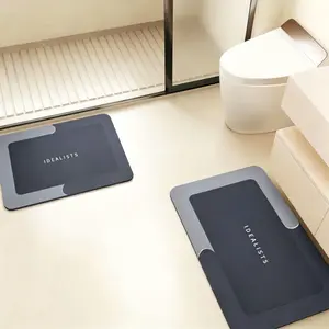 Bathroom Toilet Mat, 2-Piece Set, Quick-Drying Water-Absorbing Floor Mat, Rubber Anti-Slip Bottom Design, Suitable For Bathroom, Washbasin, Toilet, Kitchen, Living Room, Beside The Bathtub, Laundry Room, Bathroom Decoration. Bathmat