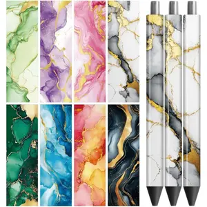 UV DTF Pen Wraps Transfer Sticker Decal Marble Stickers Kit - 48pcs Waterproof HD Print UV DTF Pen Adhesive Decals for Personalized DIY Pencil Pen Decorative Crafts Gifts Giving