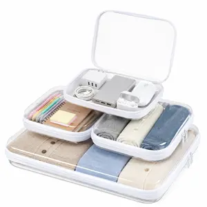 6 Pack Clear Hard Shell Zipper Pouch, Portable Travel Makeup & Toiletry Organizer, Zippered Toy Storage, Pencil Bag, Toy Storage Case, Waterproof and Dustproof Hard Plastic Cosmetic Pouch, Travel Transparent Zipper Organizer, Valentine's Day Presents