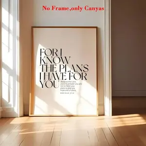 1 pc, wall art, religious poster, Jeremiah For I Know the Plans I Have for You art print, Christian Bible verse canvas painting, living room decor, bedroom aesthetic design, gift for friends, housewarming gift, unframed, Wall Art Decoration