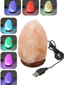USB Himalayan Salt Lamp with Multi-Color LED Changing Bulb - Hand Carved Crystal Salt Rock Mini Lamp