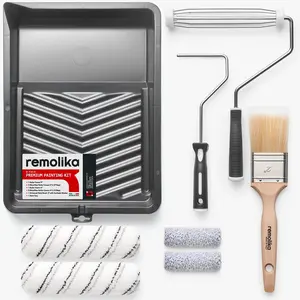 8-piece Premium Paint Roller Kit Made in Italy, includes Paint Brush, Microfiber Roller Covers, Roller Naps, Roller Frames and Paint Tray for Professionals and Homeowners