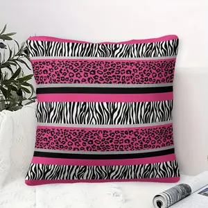 Bold Pink Animal Print Decorative Pillow with Insert, Soft Breathable Square Throw Cushion, Zebra Leopard Striped Accent Pillow, Perfect Gift for Animal Print Lovers, Ideal for Bed Sofa