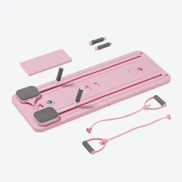 BetterMe Raspberry Pink Pilates Reformer, Portable and Compact Home Pilates Equipment, Foldable Design for Core Strength Training & Full-Body Workouts