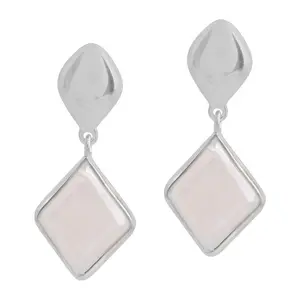 Affinity Gems Flat Moonstone Dangle Earrings, S terling