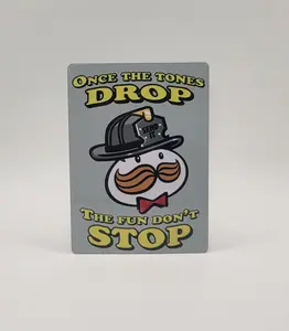 Once the Tones Drop, The Fun Don't Stop Firefighter Aluminum Helmet Card - Durable 1mm Thick Metal with Heavy Duty Rubber Band & Magnet Option Available - Perfect for Firefighter Gifts