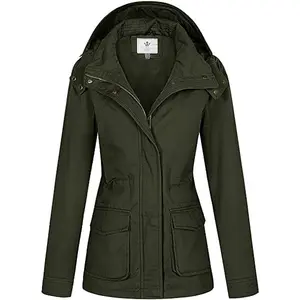 Women's Anorak Military Jacket Lightweight Casual Cotton Coat with Hood Womenswear Tops Comfort  Lady Outerwear windbreaker jackets