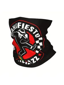 SKA Music Dance Neck Gaiter & Face Mask - Stretchy Breathable Fabric with Bold SKA, Red & Black Graphic Print for Outdoor Sports, Concerts, Festivals - Unisex Thin Face Cover, Festival Essentials, Concert Accessory, Dynamic Graphic Design, Comfortable Fit