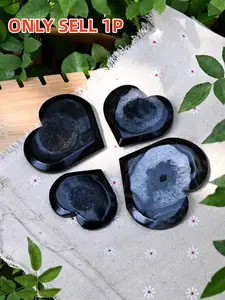 Wholesale Natural Crystal Healing Stone Carved Black Agate Black Onxy Heart for Gift, Unique Specimen for Collection and Education, Crystal Carving, Black Onyx, Crystal Ornaments