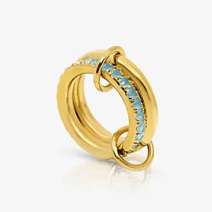 EVRY JEWELS Gold or Silver Plated Women's Hypoallergenic Frosted Charm Stacked Ring
