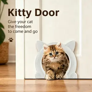 Easy Install Cat Door for Indoor Doors, Suitable for Cats Up to 20 Lbs, Hollow Pet Door, No Curtain Design, Durable PP Material