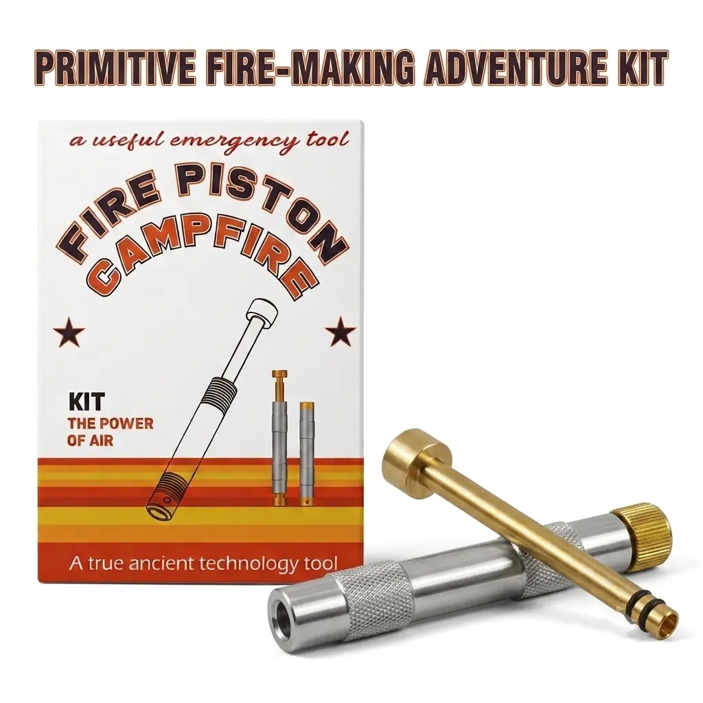 Survival Fire Starter Tube – Metal Piston Fire Igniter, Manual Compression Fire Device for Campfire & Wood Stove | Bushcraft, Hiking Emergency Outdoor Gear, Educational Fire Piston for Campers