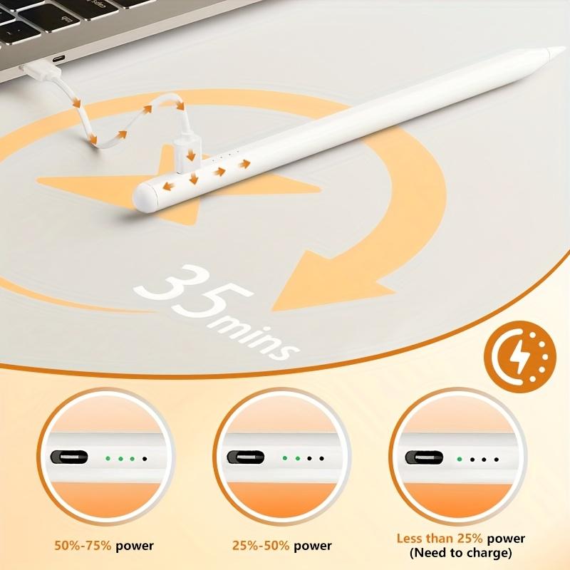 Universal capacitive stylus pen, suitable for smartphones and iPad touchscreens. Rechargeable handwriting pen, compatible with iPad Pro/Air/Mini/tablet drawing phones. Works with most phone models, fast charging, ready to use with double-tap to power on.