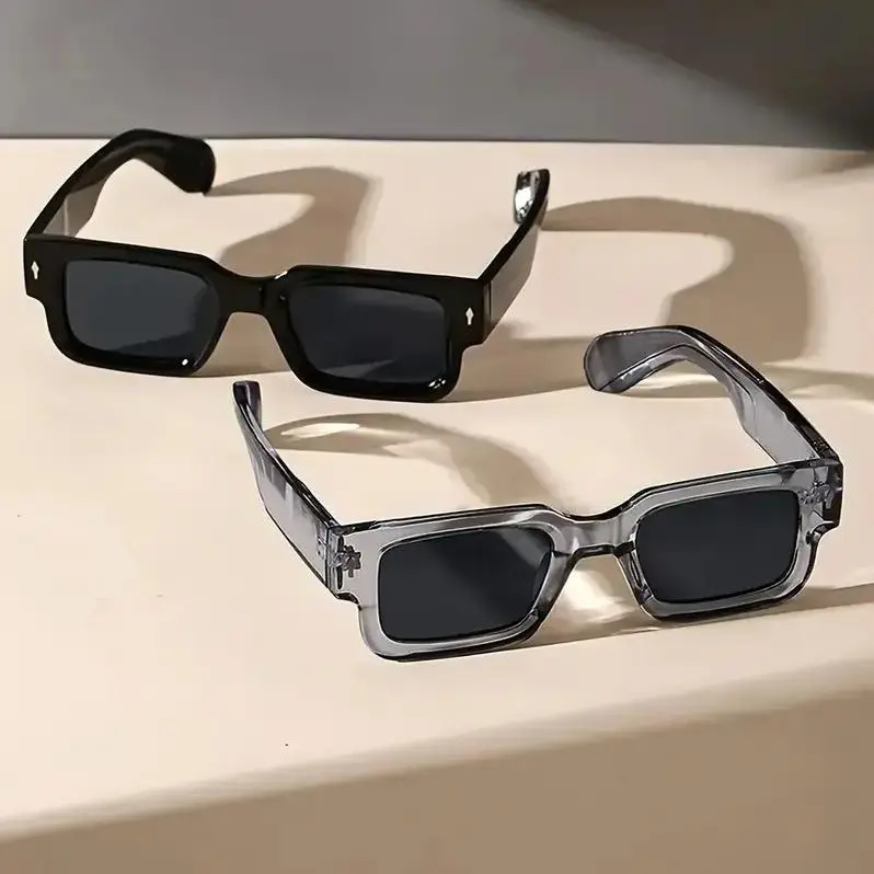 Unisex 2-Pack Retro Thick Square Resin Frame Sunglasses - Anti-Glare Sun Shades, Trendy Casual, Vintage Trendy Eyewear for Women, Party & Beach Sports Use, Trendy Casual Sunglasses, Vintage Trendy Sunglasses