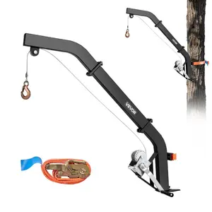 VEVOR Tree Mounted Deer Hoist, 353 lbs Load Capacity, Hunting Game Hoist Winch Lift with Ratchet Strap, Heavy Duty Deer Hanger for Skinning, Cleaning, Hanging Feed, and Field Dressing, BlackVEVOR Super Brand Day